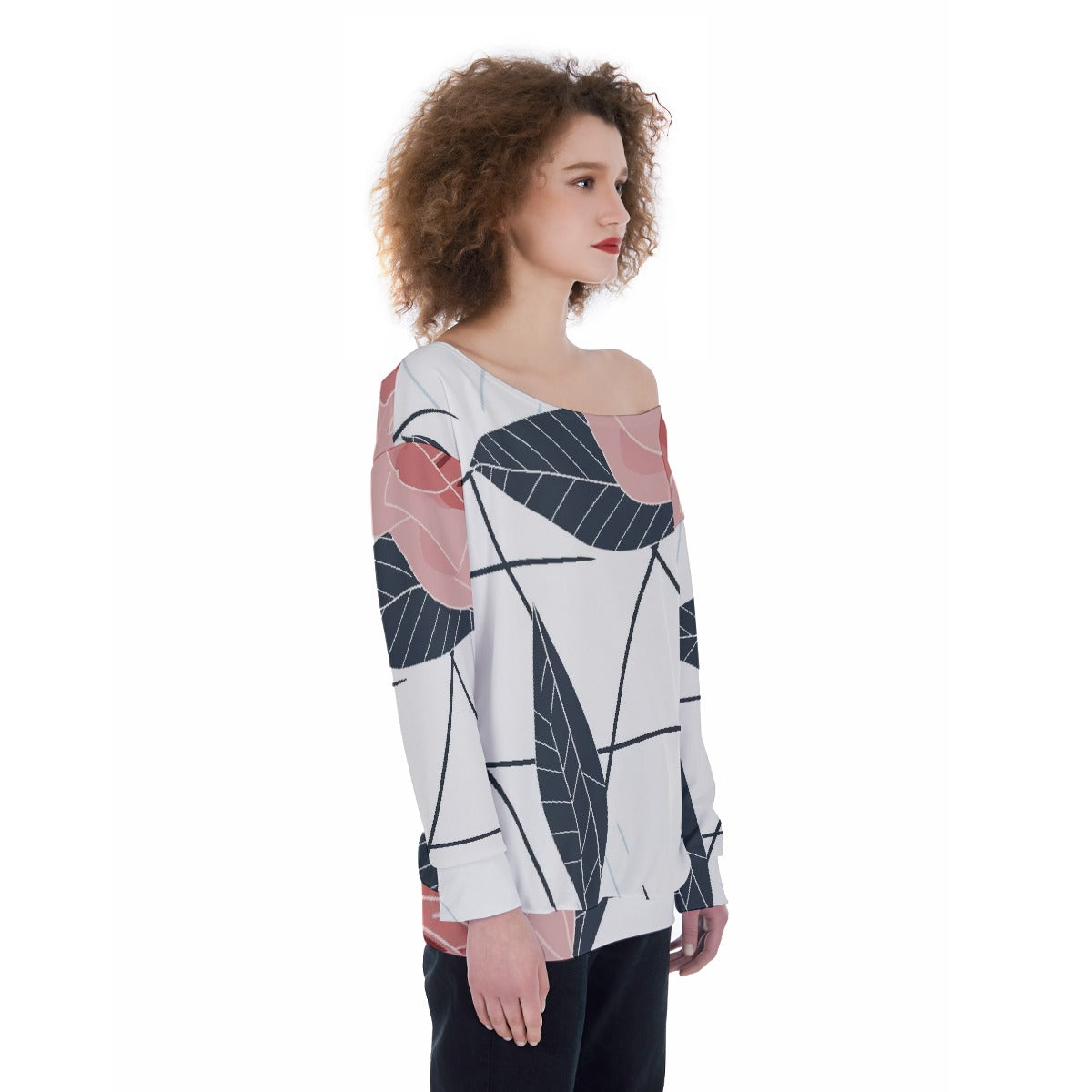 All-Over Print Oversized Women's Off-Shoulder Sweatshirt