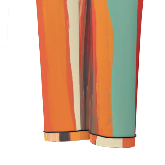 All-Over Print Women's Long Sleeve Pajama Set With Black Contrast Piping