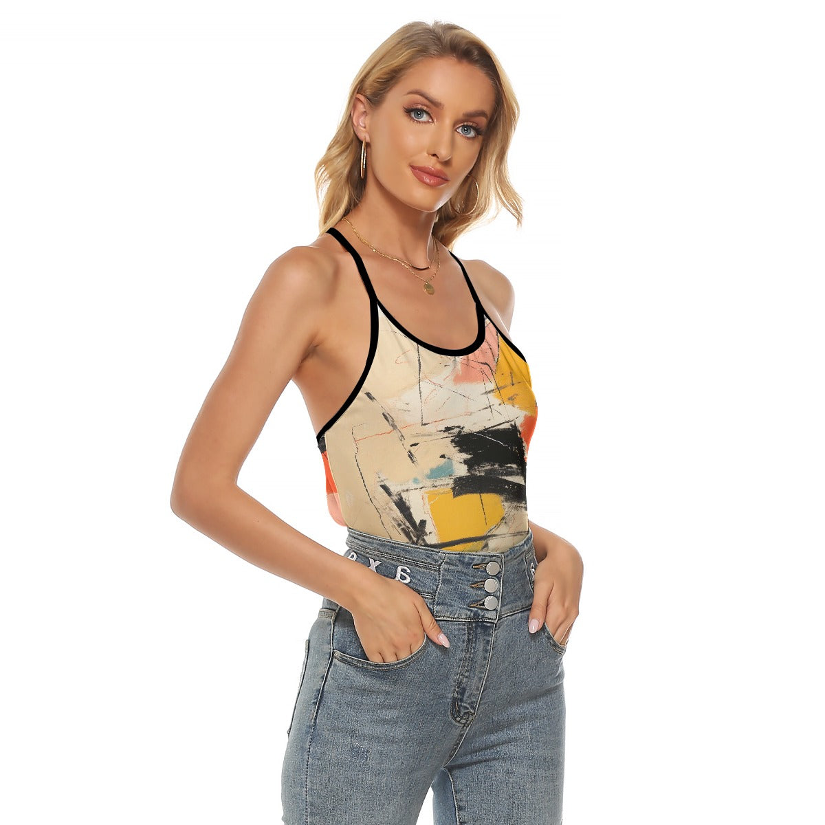 All-Over Print Women's Criss-Cross Open Back Tank Top
