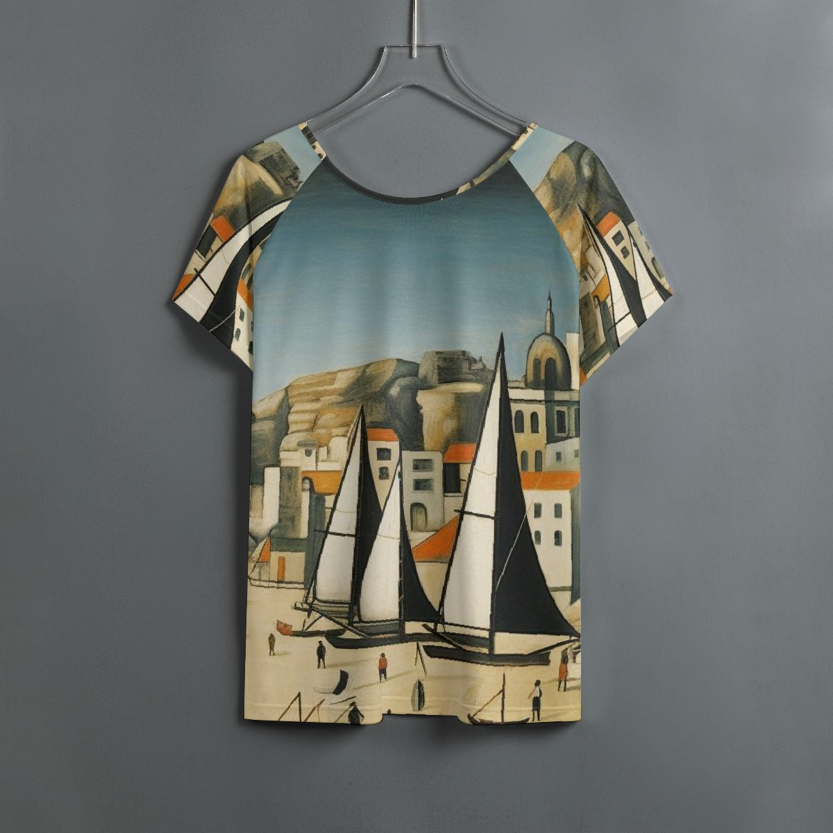 All-Over Print Women's Round Neck T-shirt With Raglan Sleeve