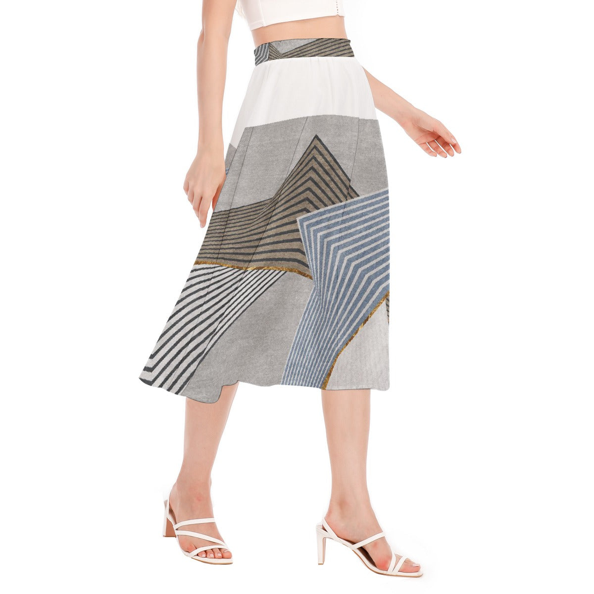 All-Over Print Women's Long Section Chiffon Skirt
