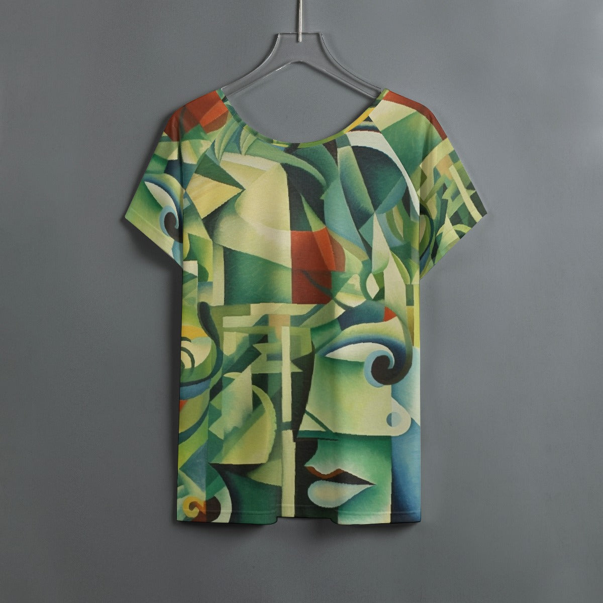 All-Over Print Women's Round Neck T-shirt With Raglan Sleeve