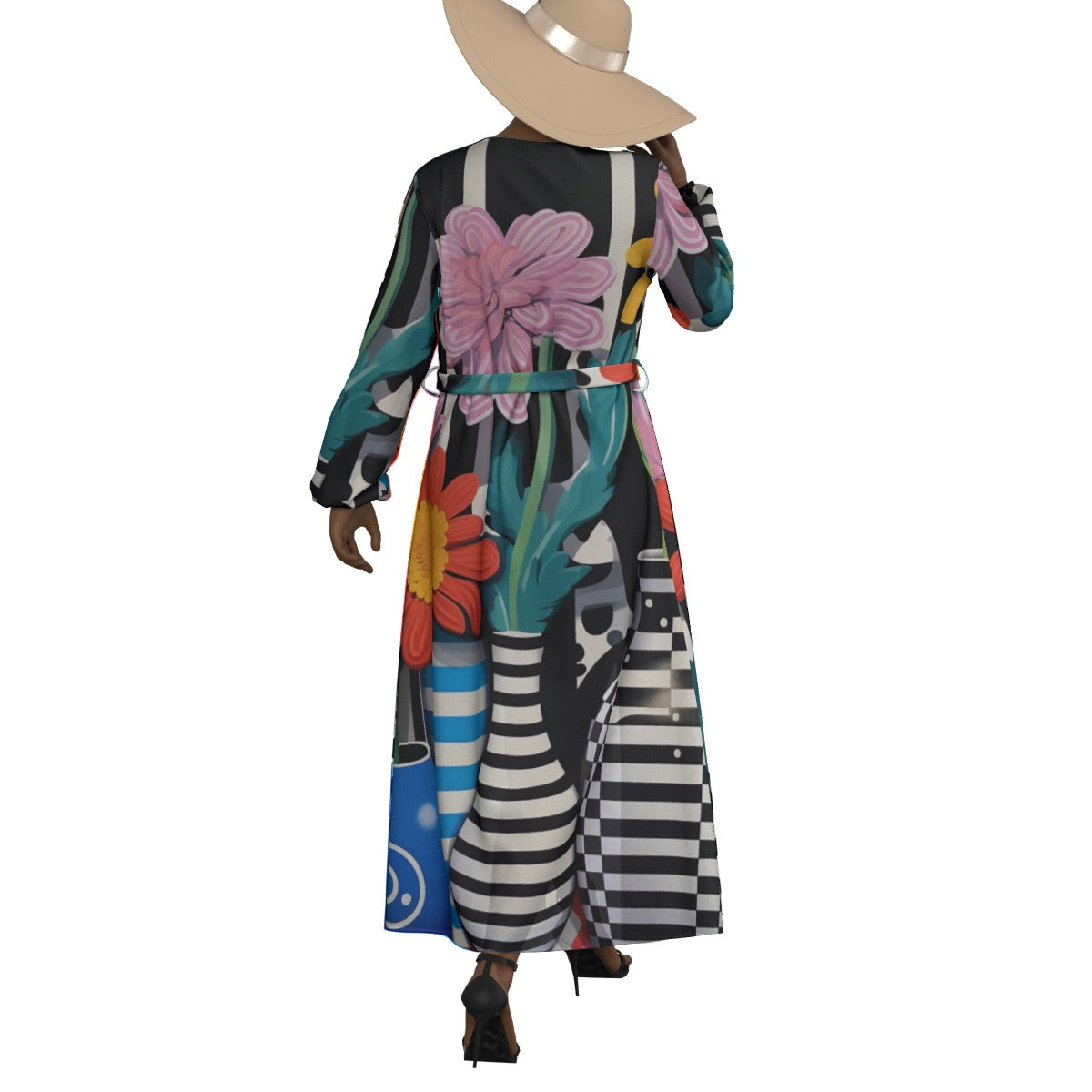 All-Over Print Women's Lace-up Chiffon Robe