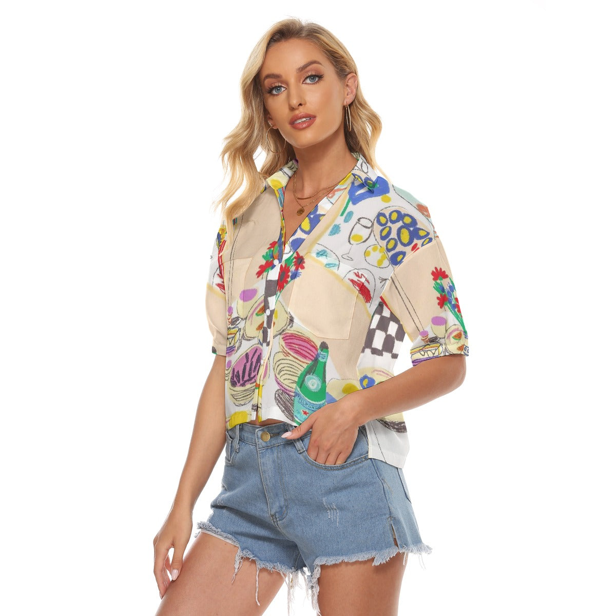 All-Over Print Women's V-neck Shirts