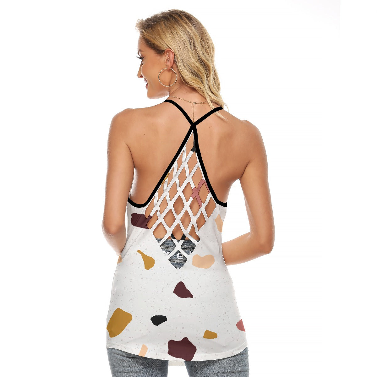 All-Over Print Women's Criss-Cross Open Back Tank Top