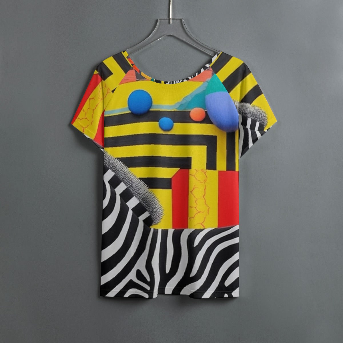 All-Over Print Women's Round Neck T-shirt With Raglan Sleeve