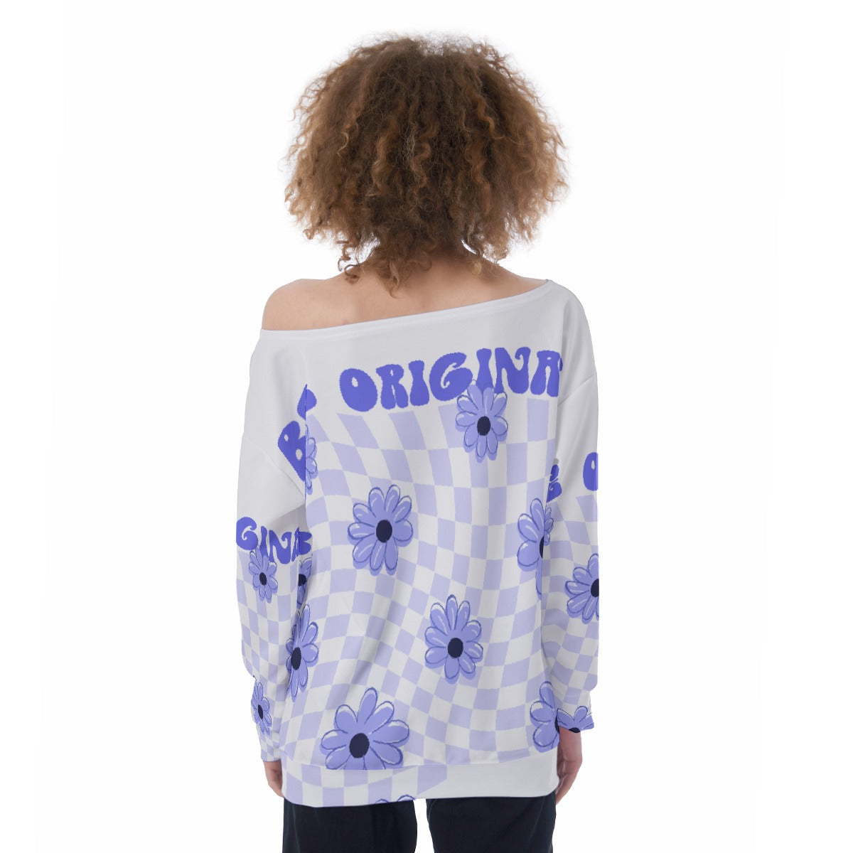 All-Over Print Oversized Women's Off-Shoulder Sweatshirt