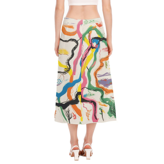 All-Over Print Women's High Slit Long Skirt
