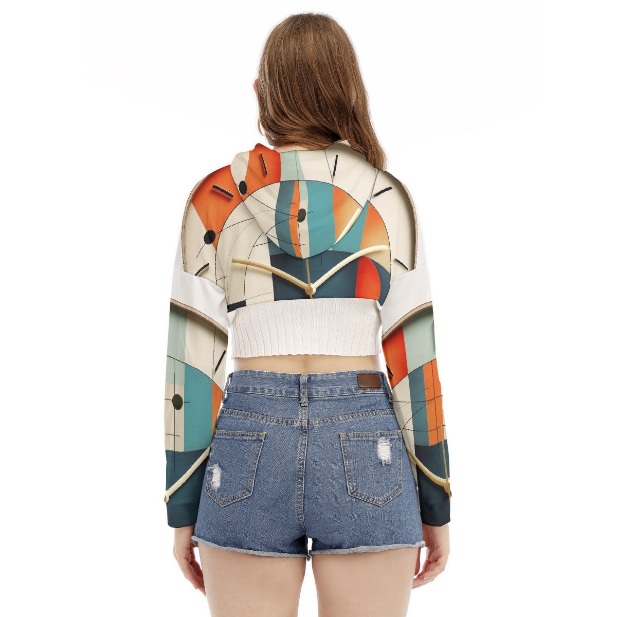 All-Over Print Women's Smock Short Hoodie With Long Sleeve