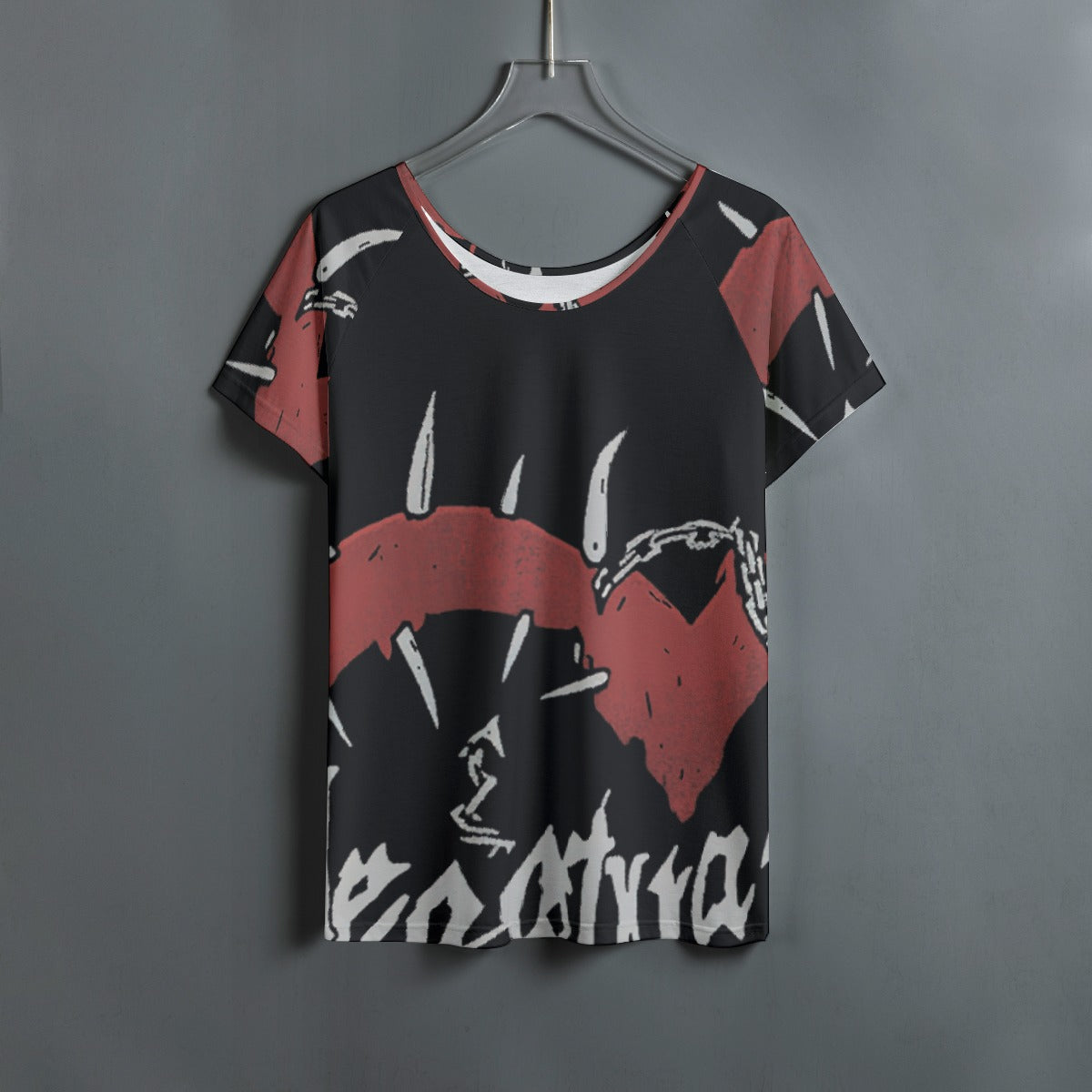 All-Over Print Women's Round Neck T-shirt With Raglan Sleeve