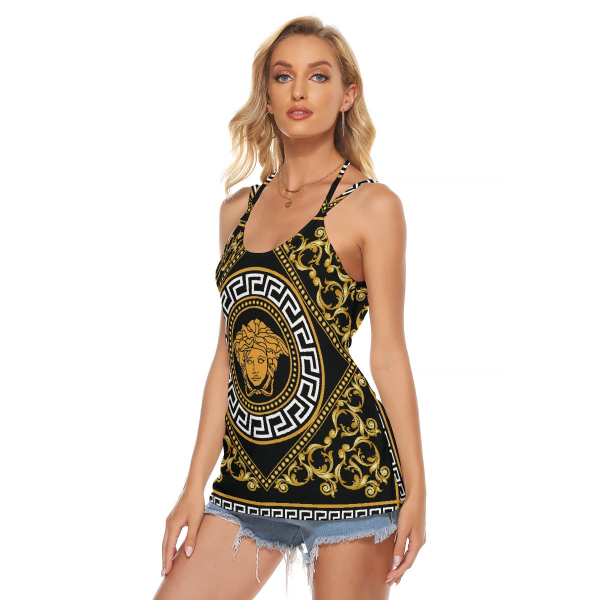 All-Over Print Women's Halter Top With Backless