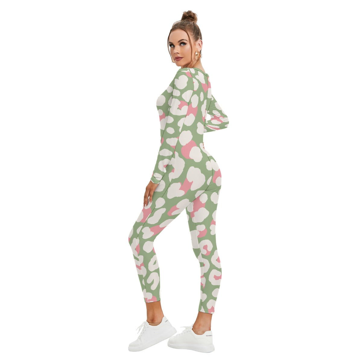 All-Over Print Women's Plunging Neck Jumpsuit