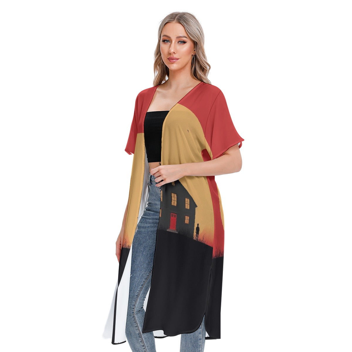 All-Over Print Women's Short Sleeve Cardigan