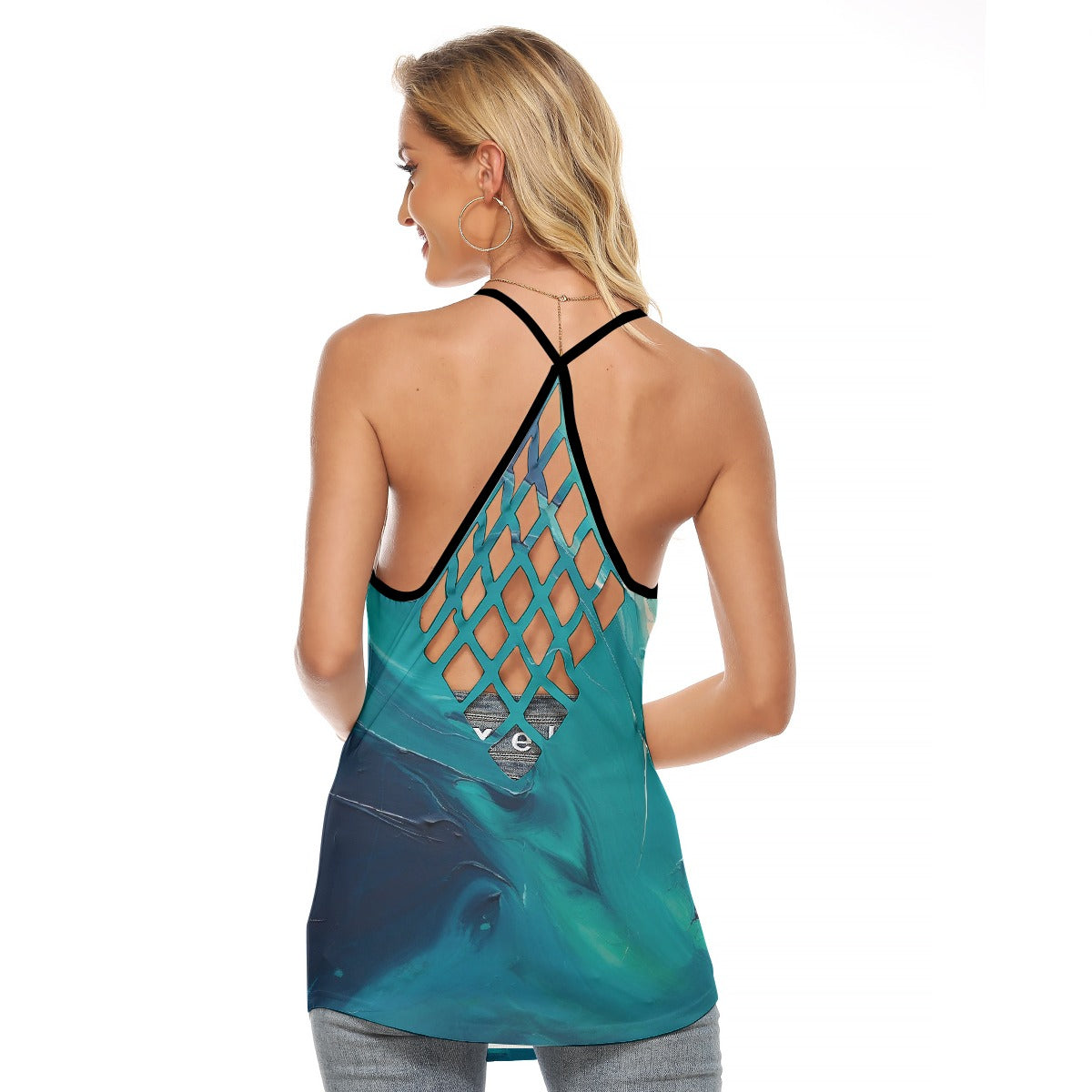 All-Over Print Women's Criss-Cross Open Back Tank Top