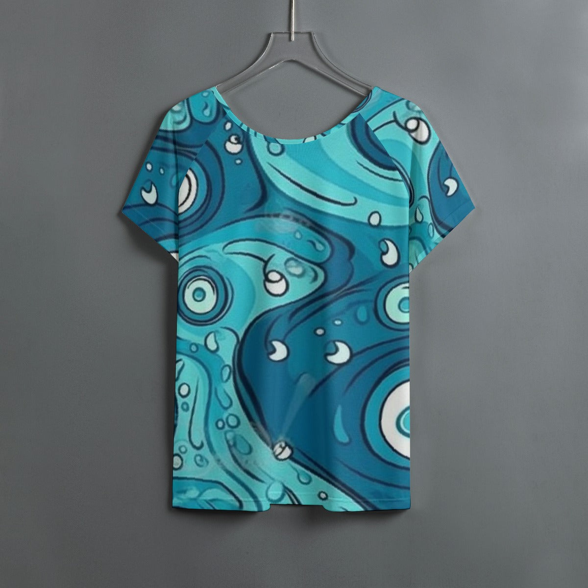 All-Over Print Women's Round Neck T-shirt With Raglan Sleeve