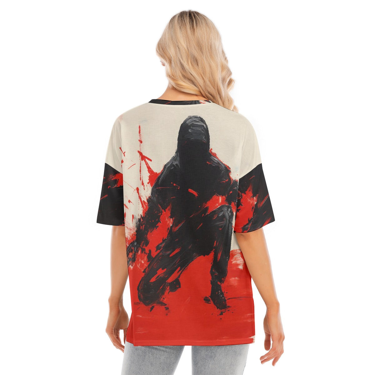 All-Over Print Women's Short Sleeves T-shirt With Hem Split