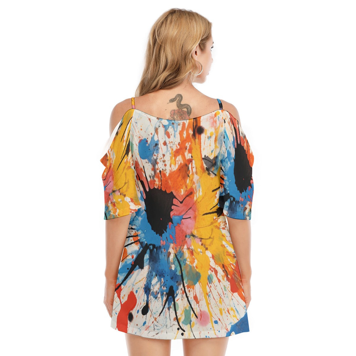 All-Over Print Women's Off-shoulder Cami Dress