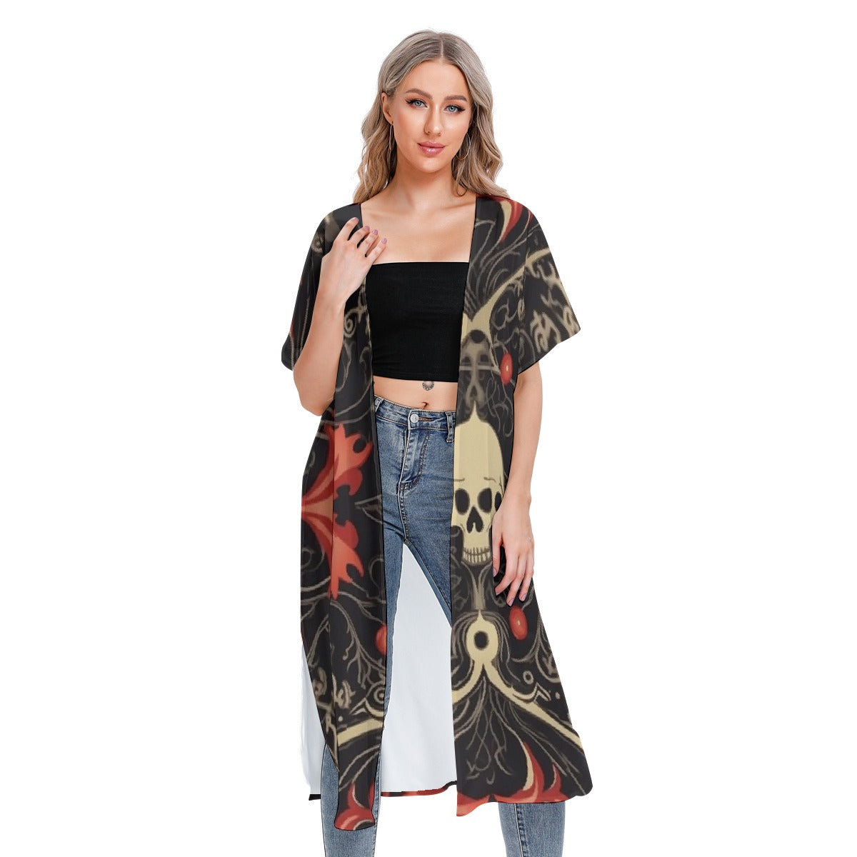 All-Over Print Women's Short Sleeve Cardigan