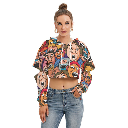 All-Over Print Women's Heavy Fleece Hoodie With Hollow Out Sleeve
