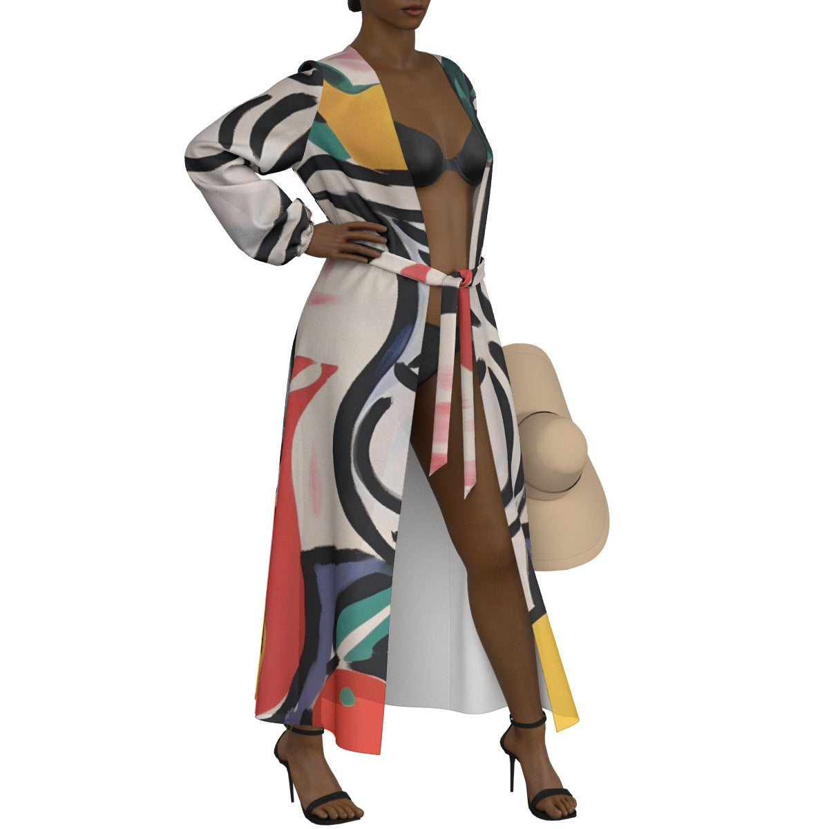 All-Over Print Women's Lace-up Chiffon Robe