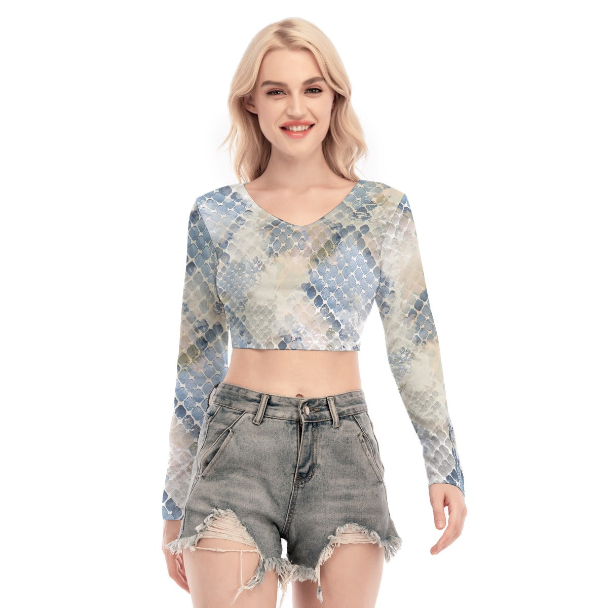 All-Over Print Women's Back Hollow T-shirt With Strap