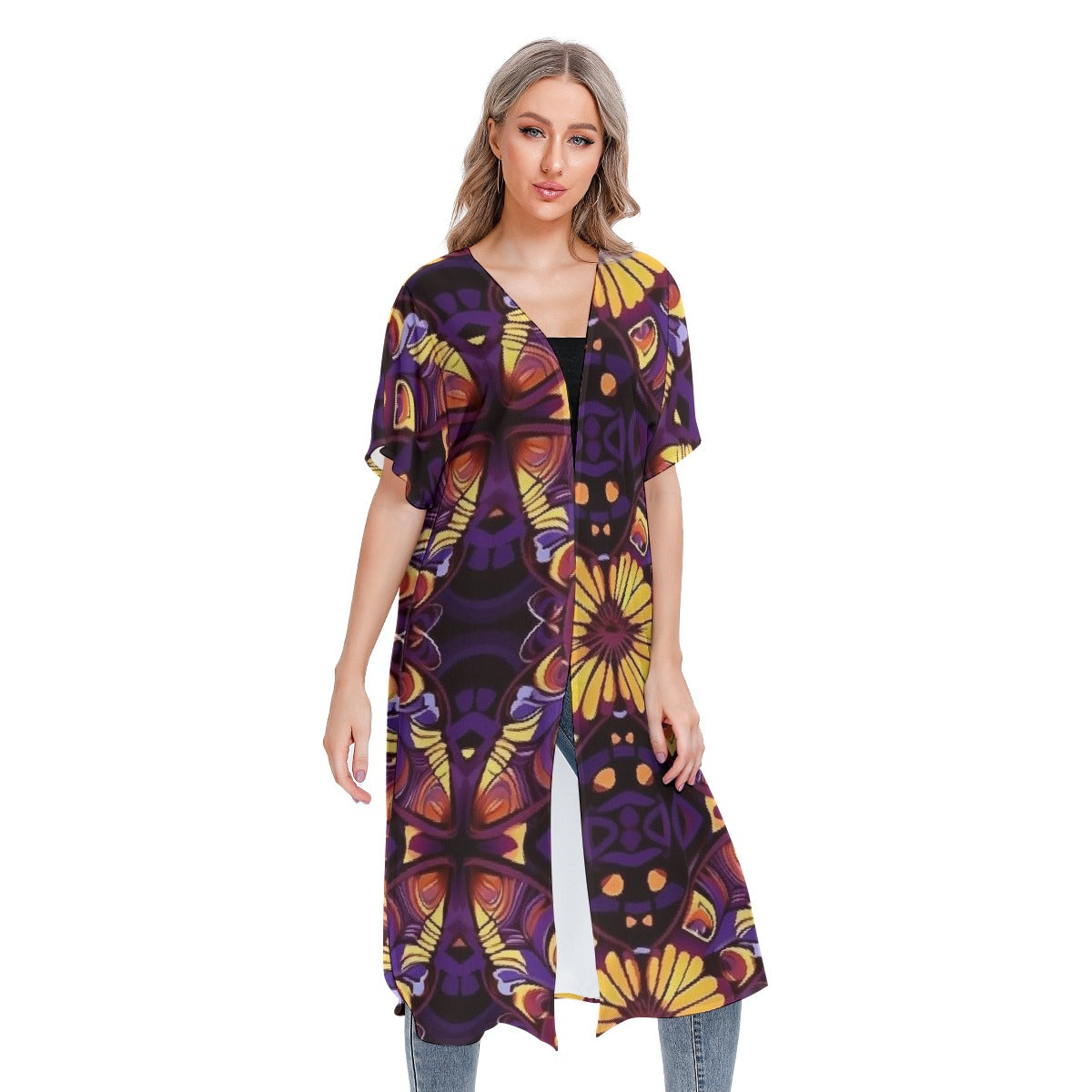 All-Over Print Women's Short Sleeve Cardigan