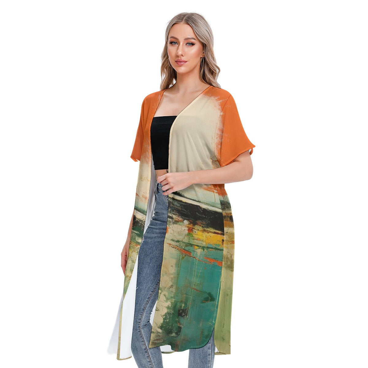 All-Over Print Women's Short Sleeve Cardigan