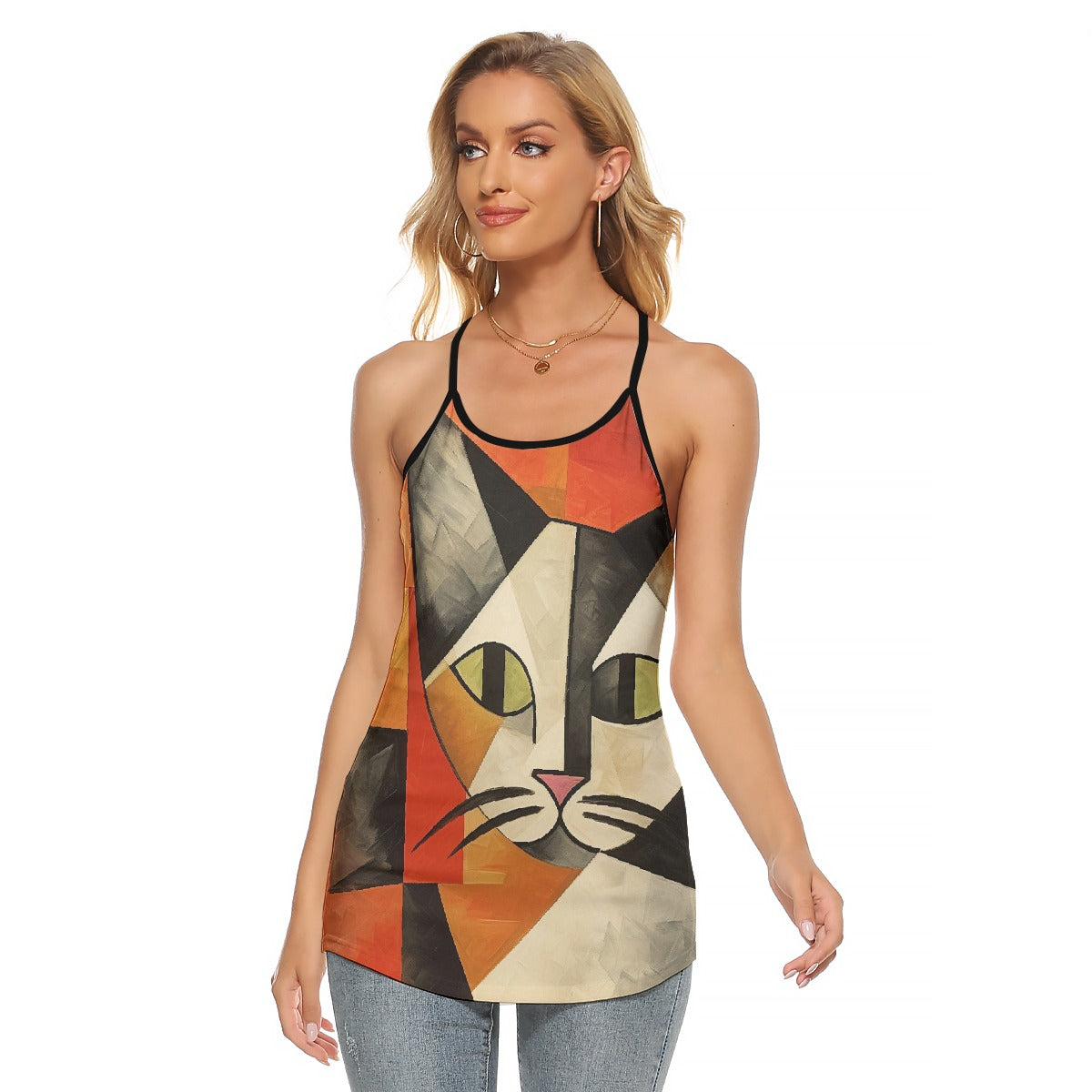 All-Over Print Women's Criss-Cross Open Back Tank Top