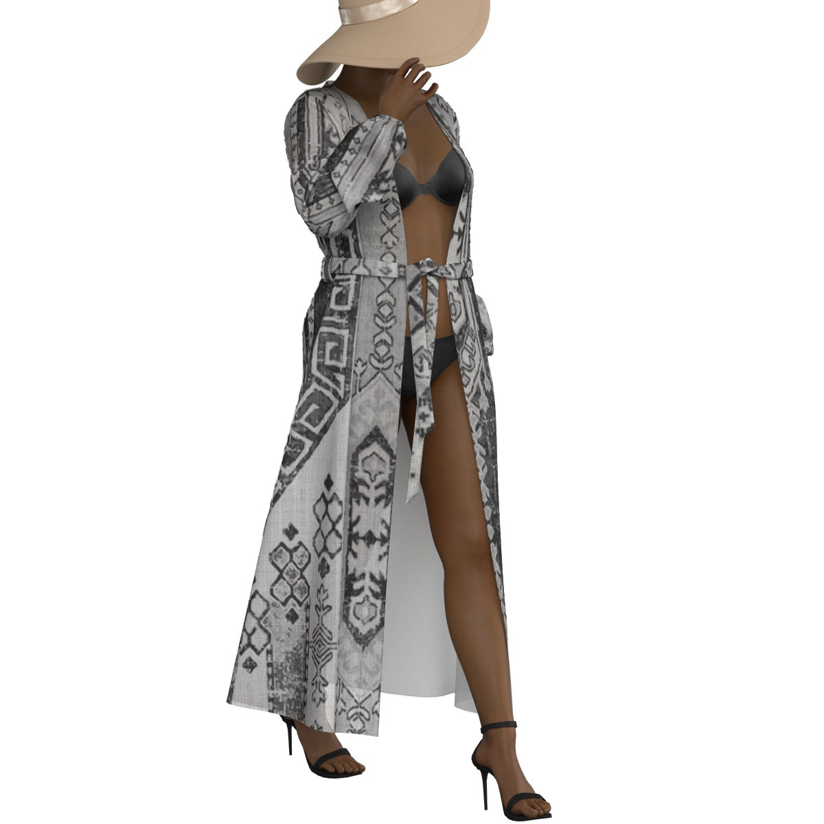 All-Over Print Women's Lace-up Chiffon Robe