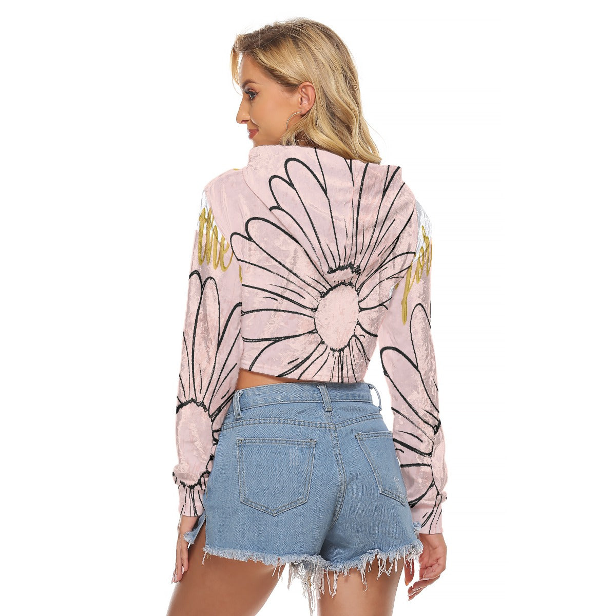 All-Over Print Women's Crop Top Hoodie|Velvet