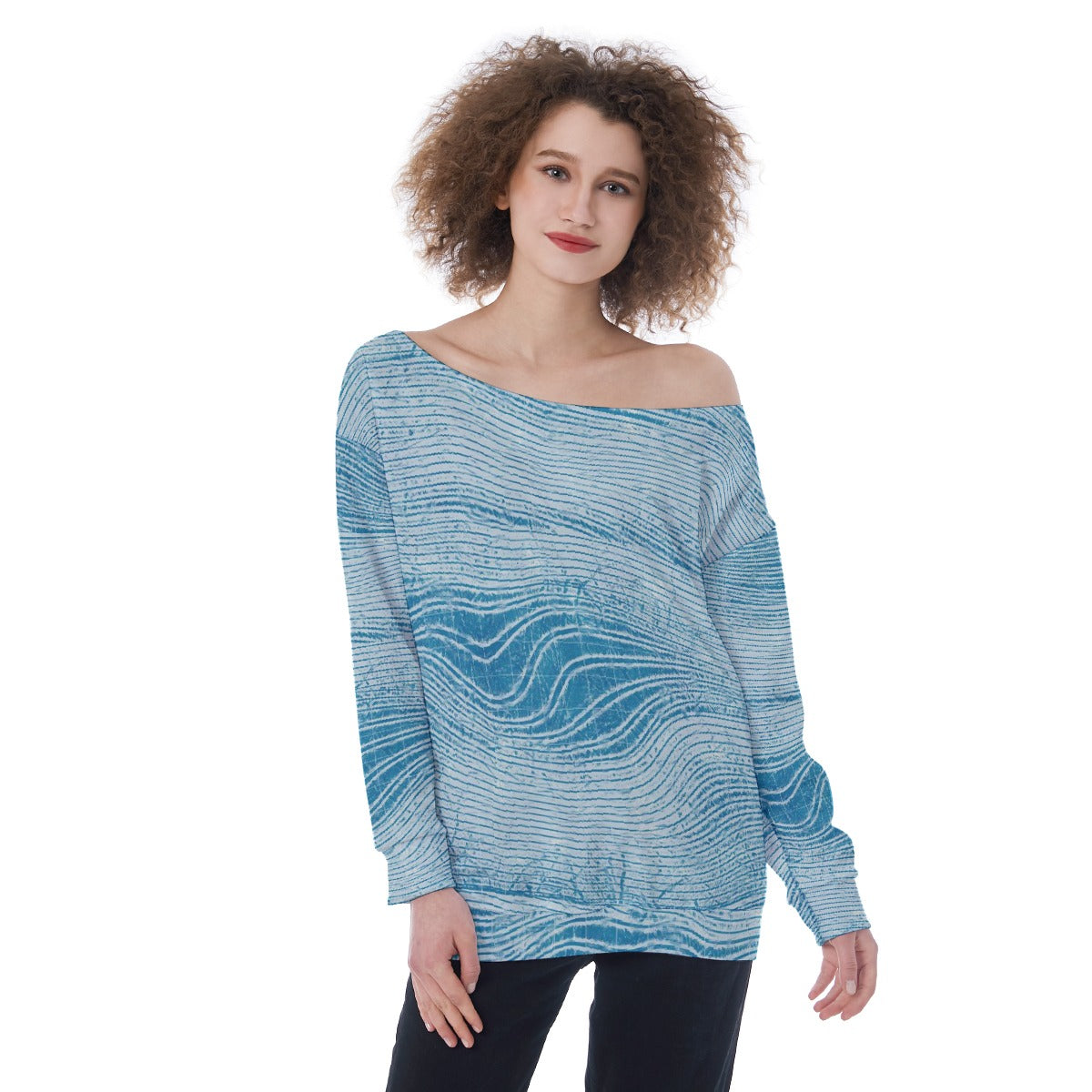 All-Over Print Oversized Women's Off-Shoulder Sweatshirt