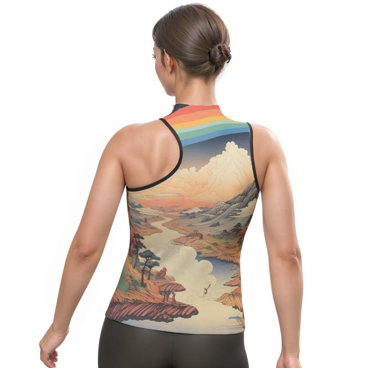 All-Over Print Women's Halter Sleeveless Asymmetrical Tank Top