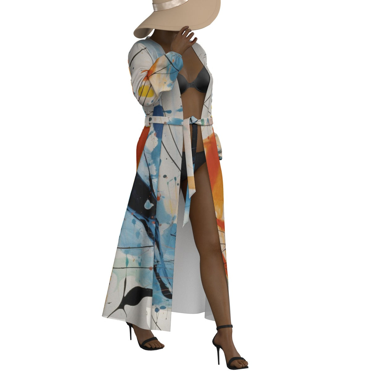 All-Over Print Women's Lace-up Chiffon Robe