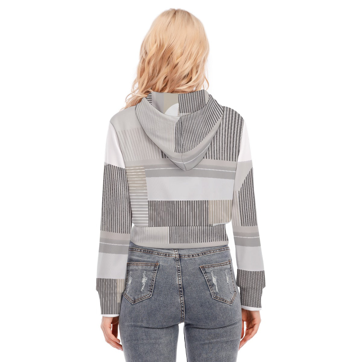 All-Over Print Women's Crop Top Hoodie With Zipper Closure
