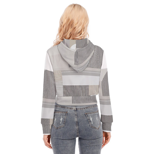 All-Over Print Women's Crop Top Hoodie With Zipper Closure