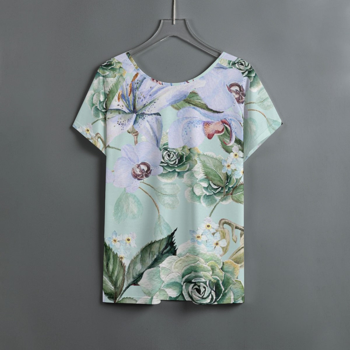 All-Over Print Women's Round Neck T-shirt With Raglan Sleeve