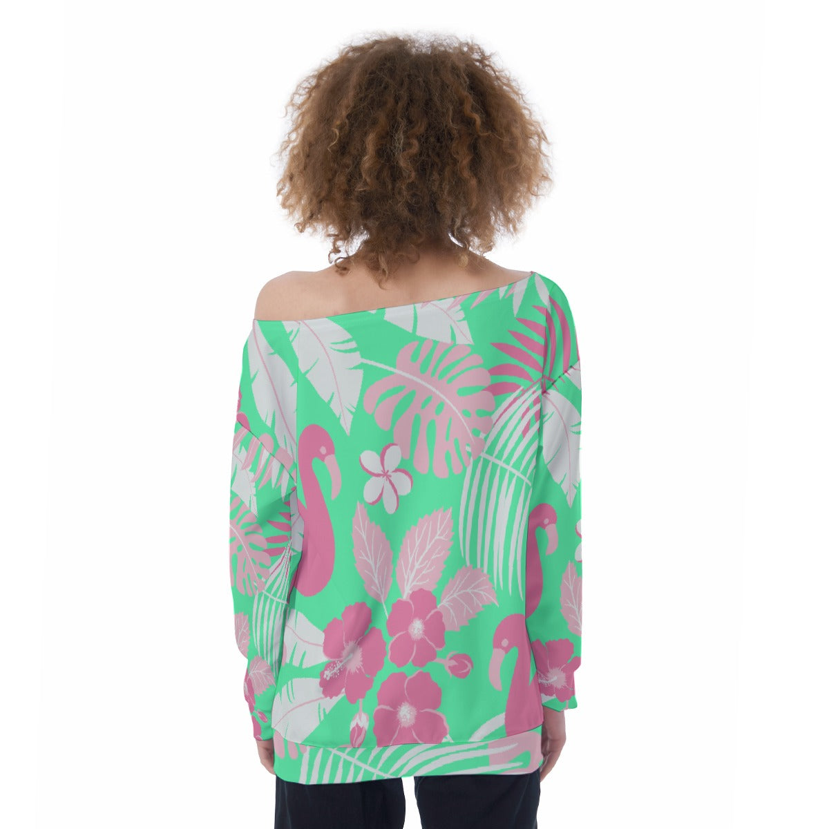All-Over Print Oversized Women's Off-Shoulder Sweatshirt