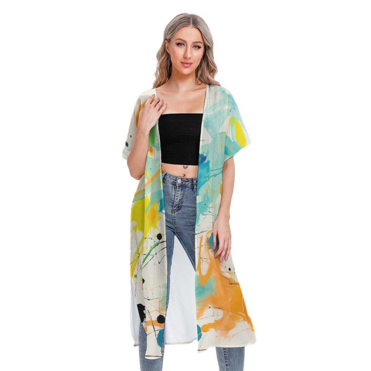 All-Over Print Women's Short Sleeve Cardigan