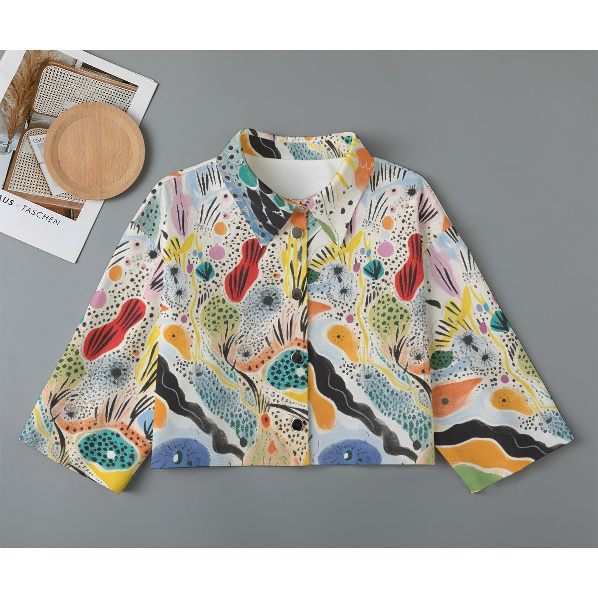 All-Over Print Women's Cropped Jacket | 245GSM Cotton