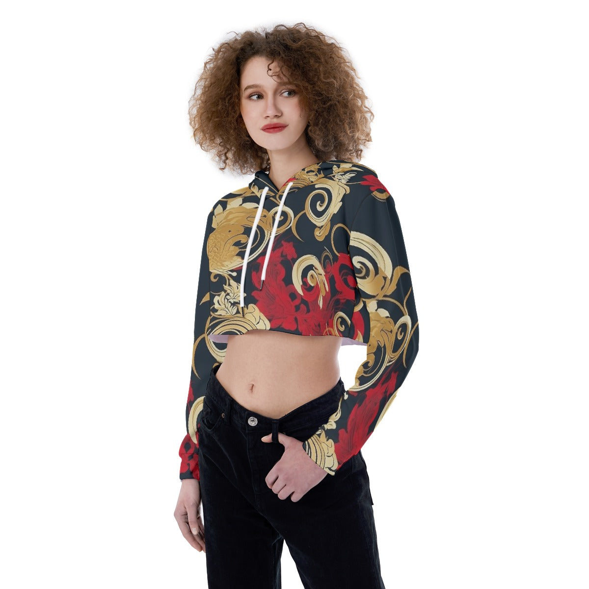 All-Over Print Women's Crop Top Hoodie