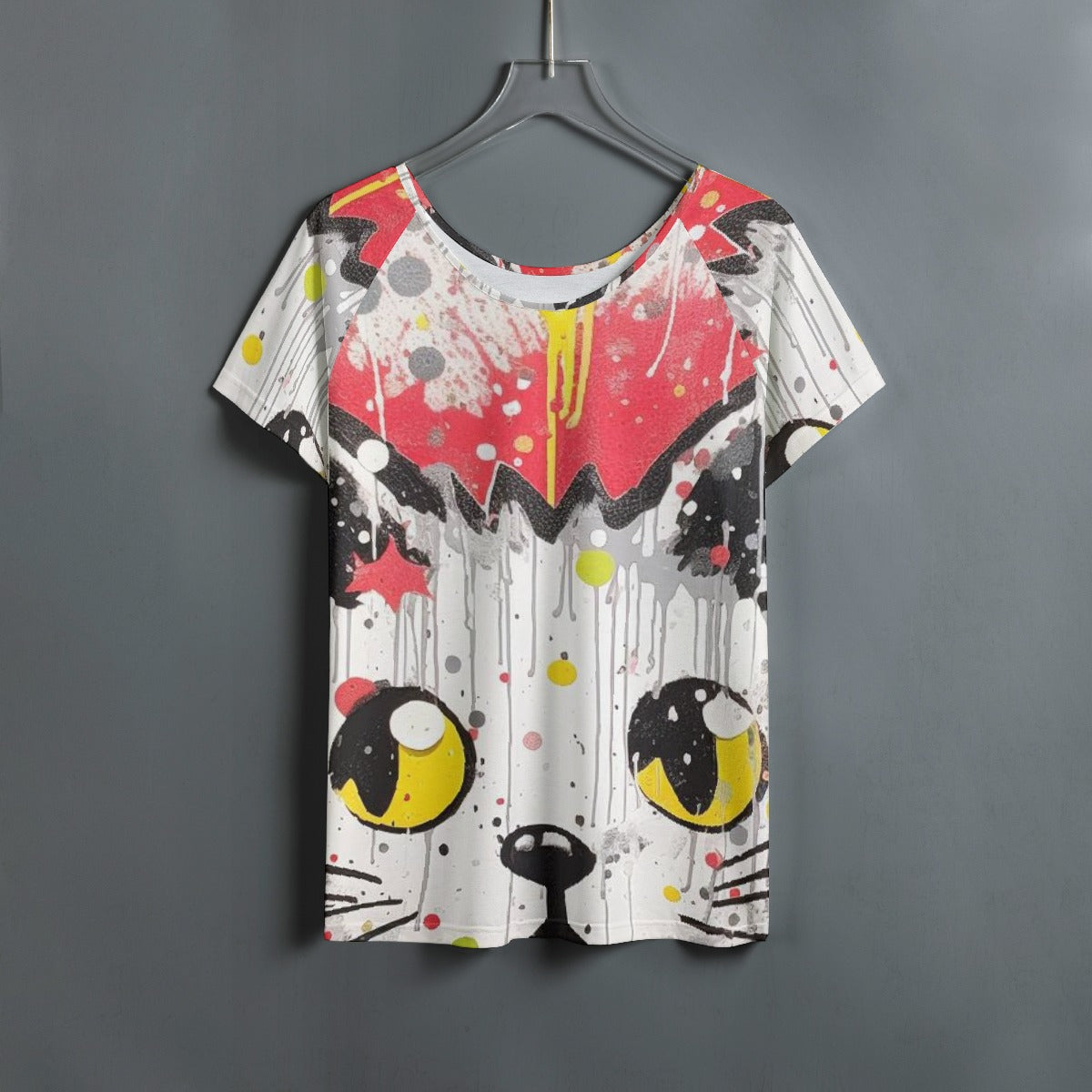 All-Over Print Women's Round Neck T-shirt With Raglan Sleeve