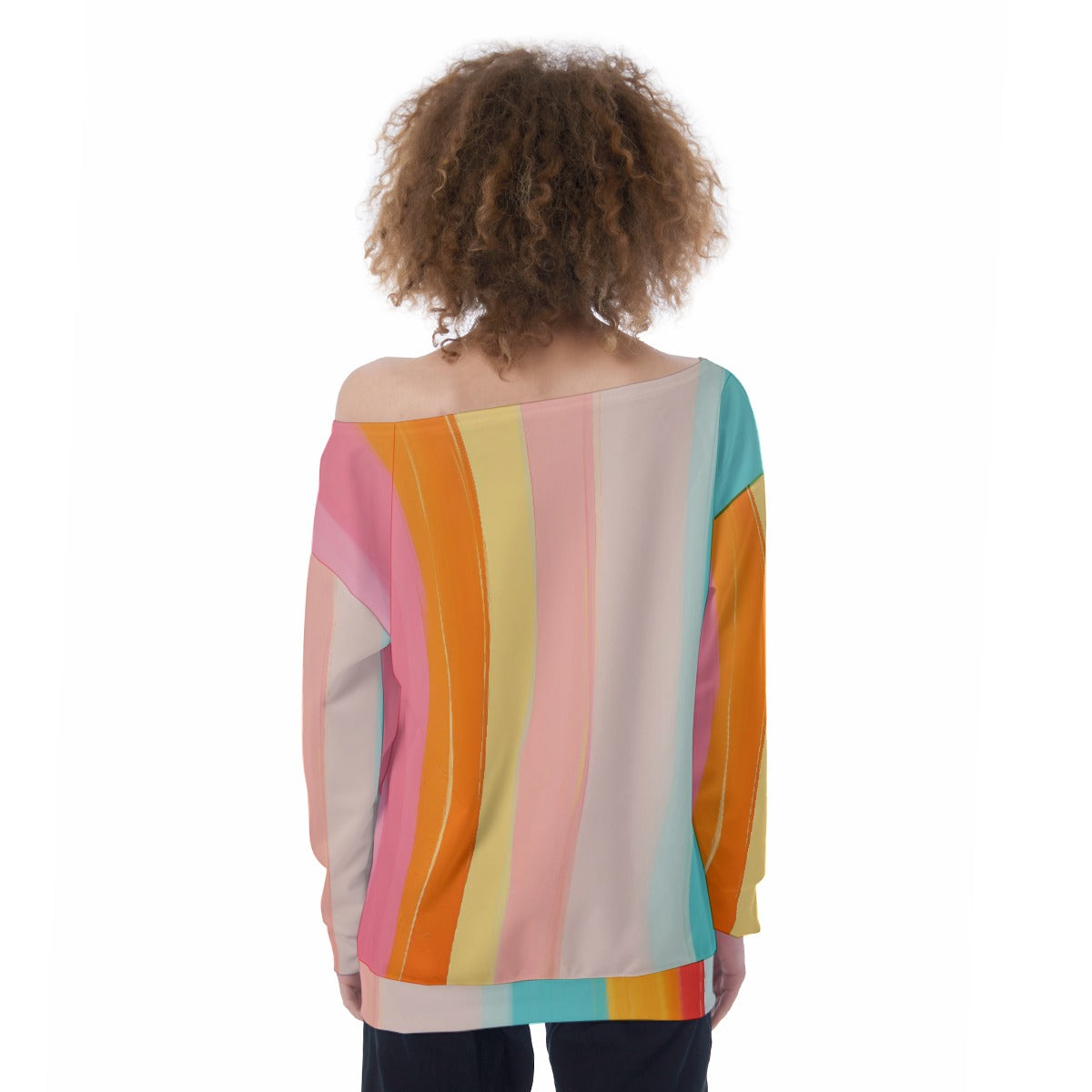 All-Over Print Oversized Women's Off-Shoulder Sweatshirt