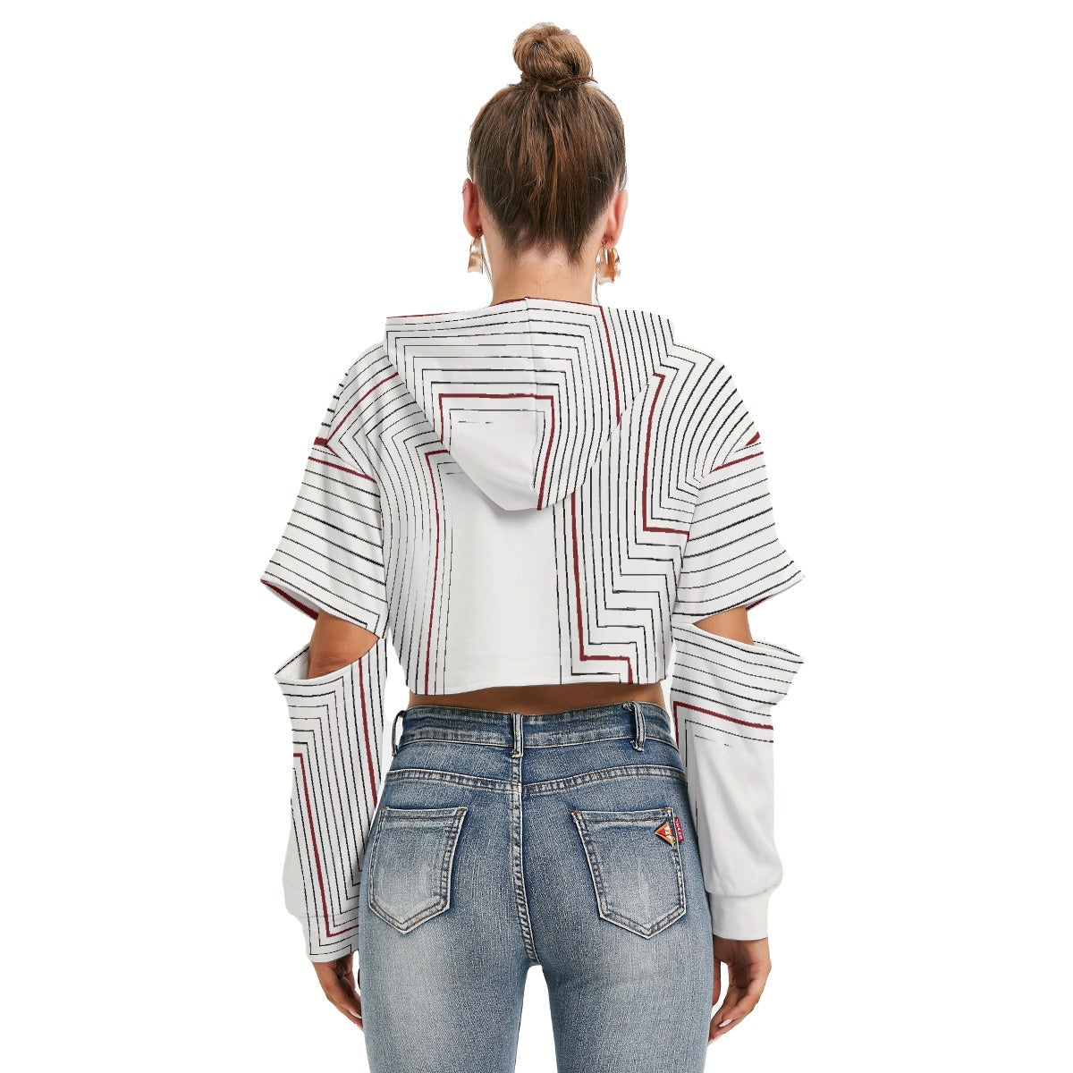 All-Over Print Women's Heavy Fleece Hoodie With Hollow Out Sleeve