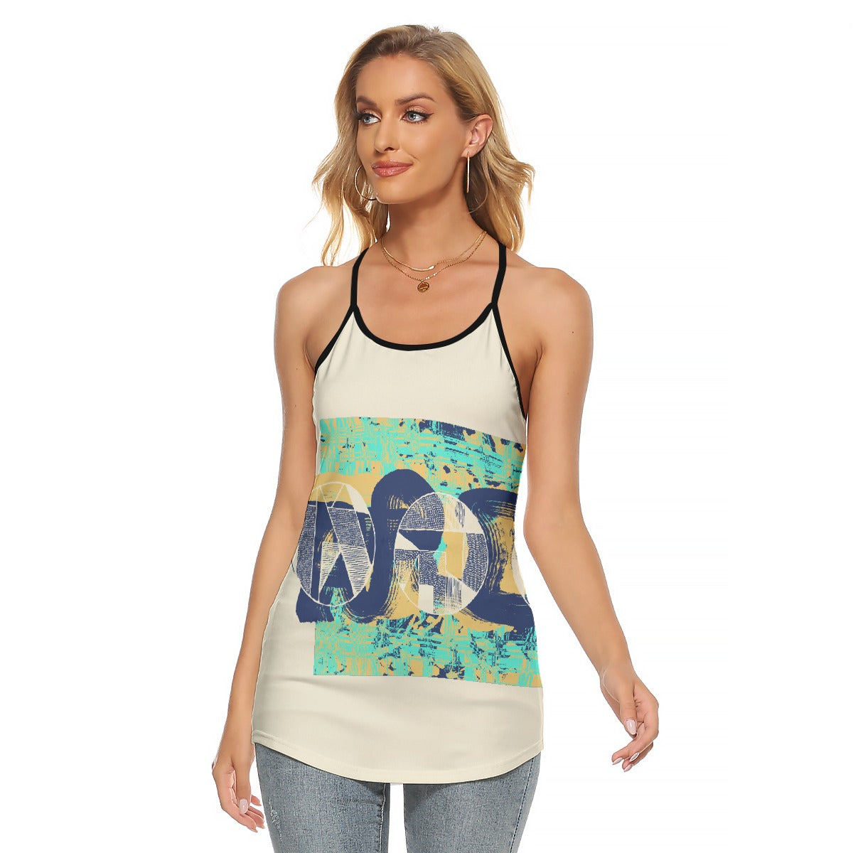 All-Over Print Women's Criss-Cross Open Back Tank Top
