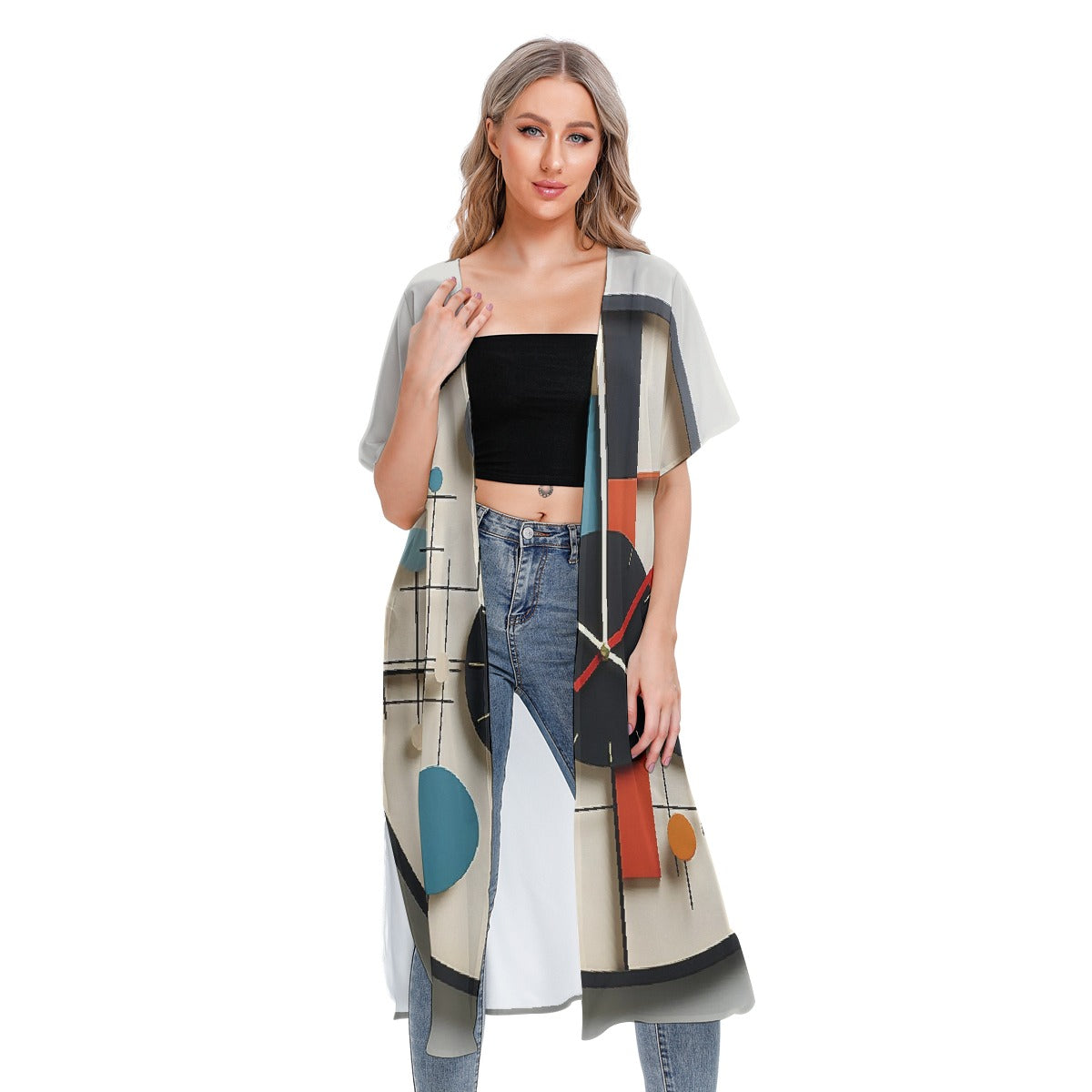 All-Over Print Women's Short Sleeve Cardigan