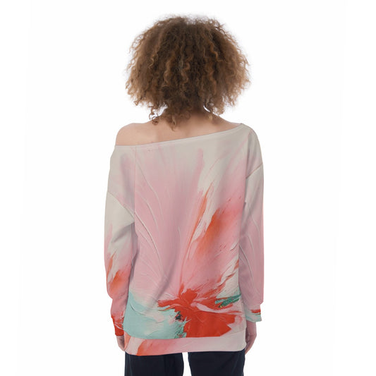 All-Over Print Oversized Women's Off-Shoulder Sweatshirt