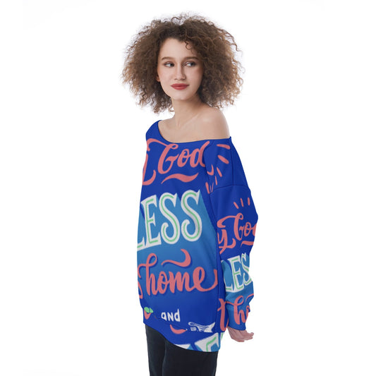 All-Over Print Oversized Women's Off-Shoulder Sweatshirt