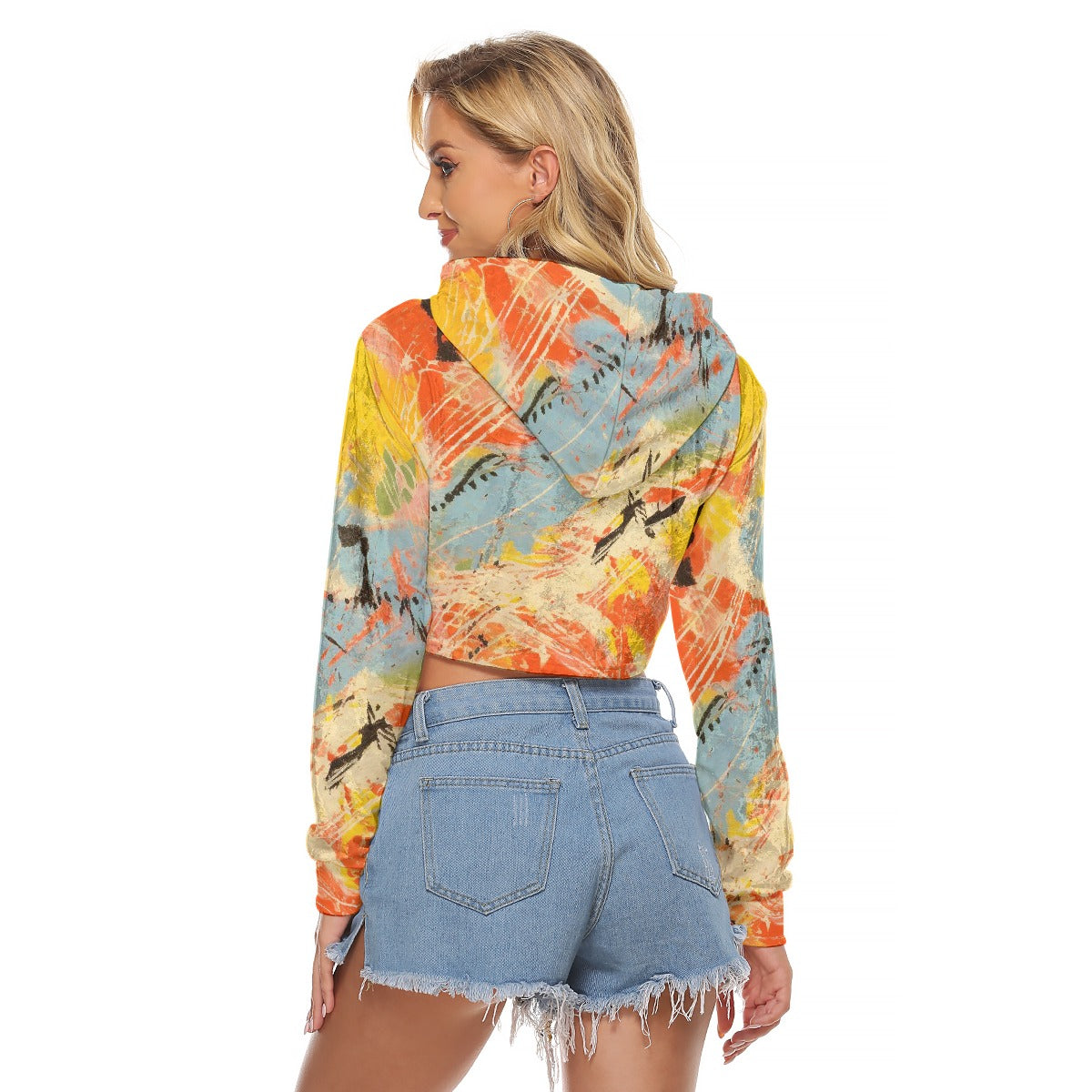 All-Over Print Women's Crop Top Hoodie|Velvet