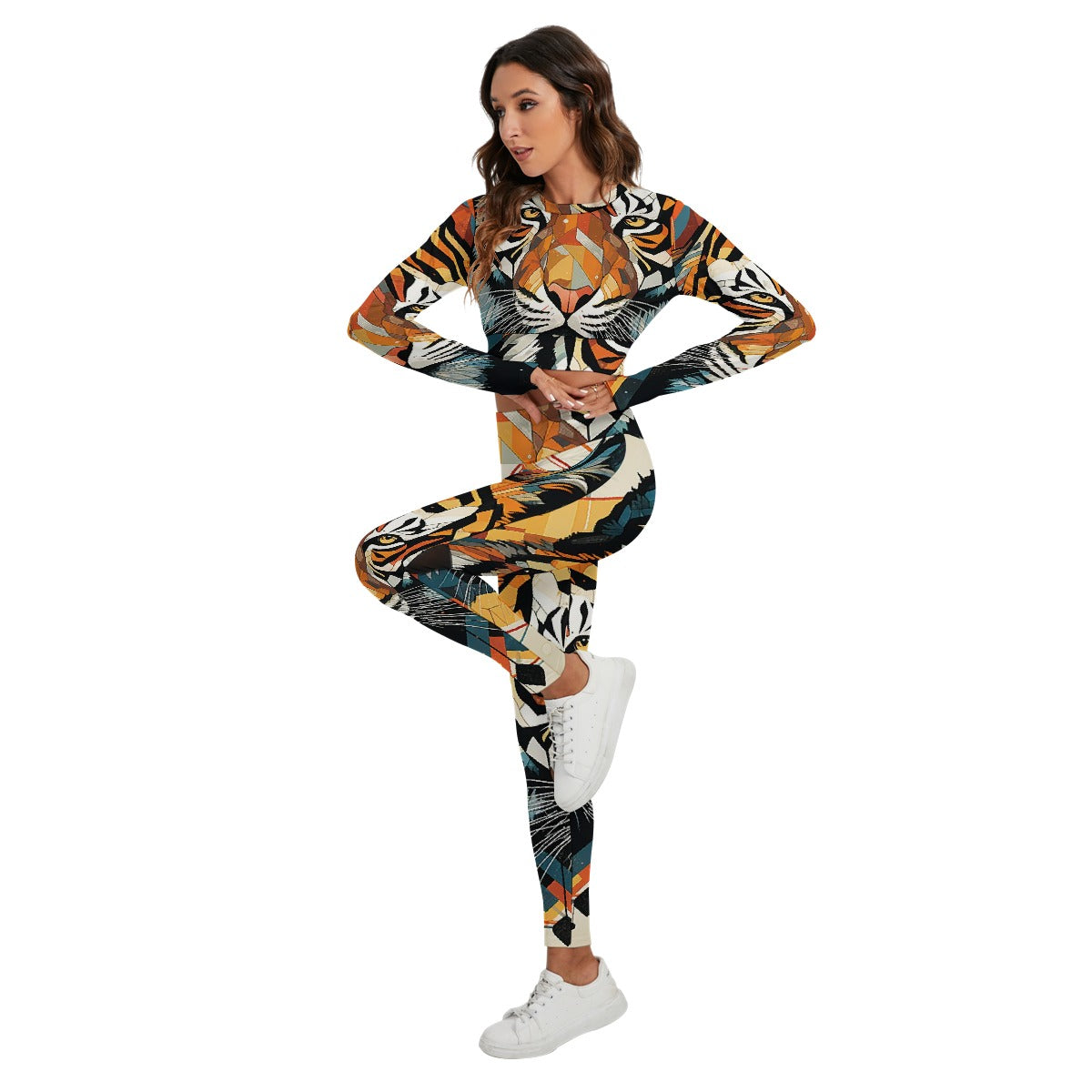 All-Over Print Women's Sport Set With Backless Top And Leggings