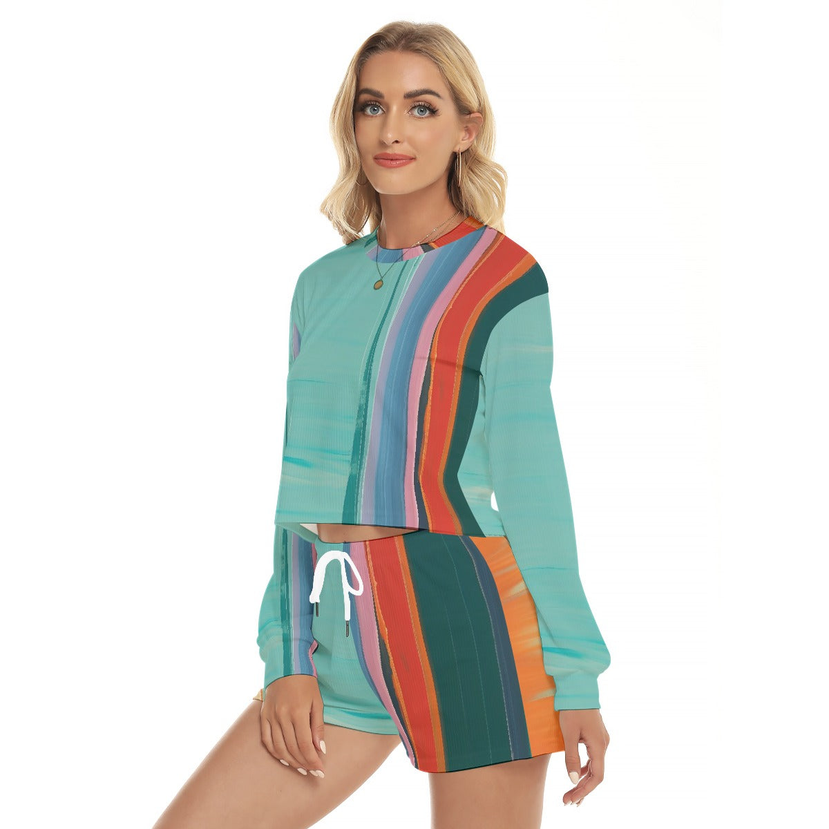 All-Over Print Women's Short Sweatshirt And Pants Suit